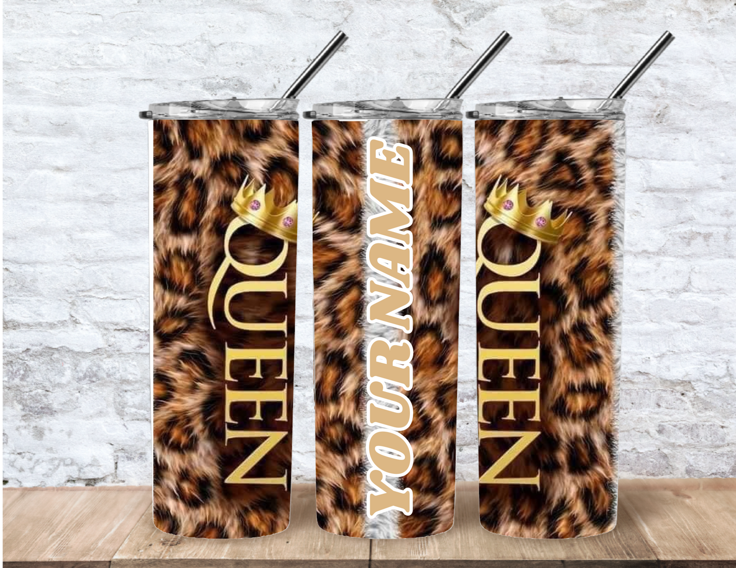 QUEEN LEOPARD DESIGN 20OZ TUMBLERS