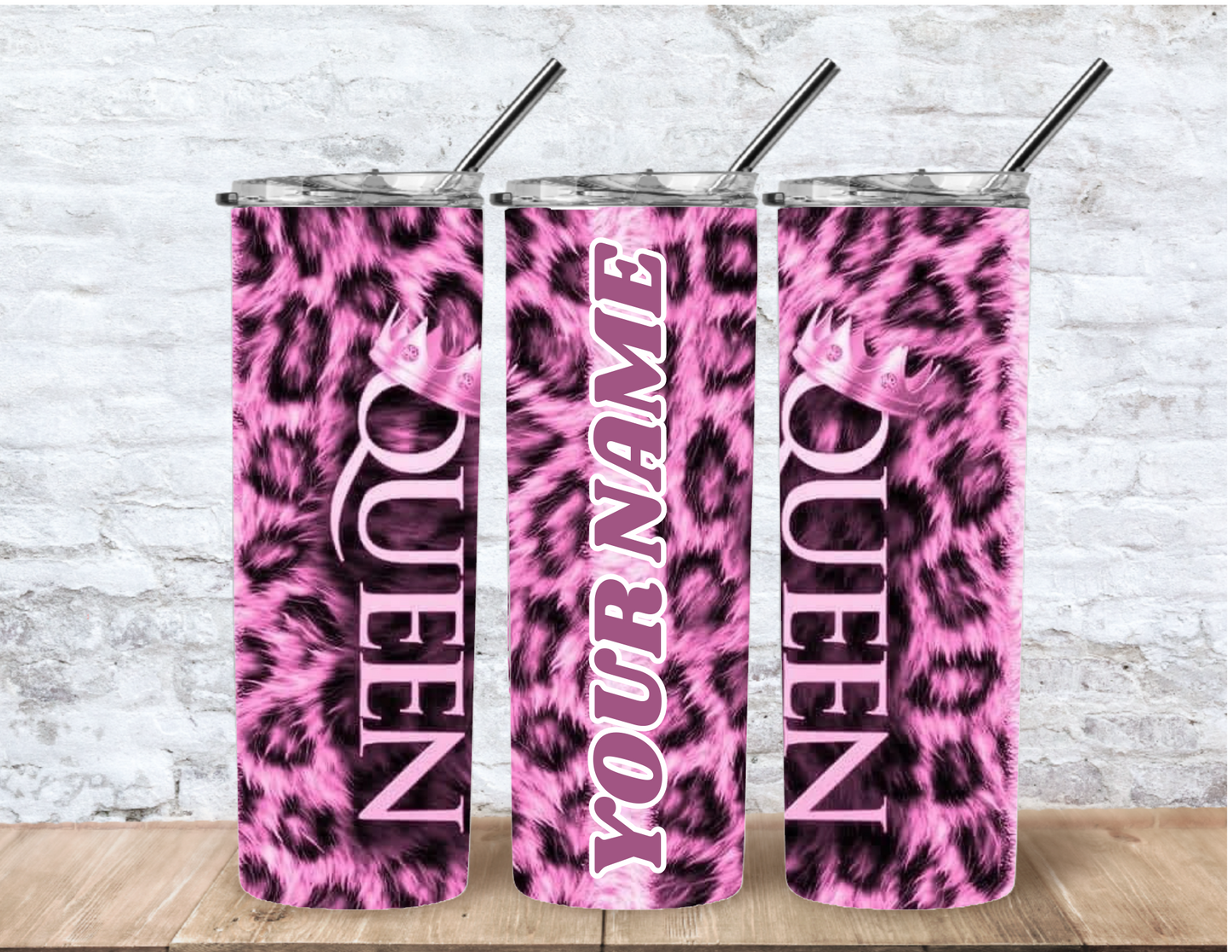 QUEEN LEOPARD DESIGN 20OZ TUMBLERS