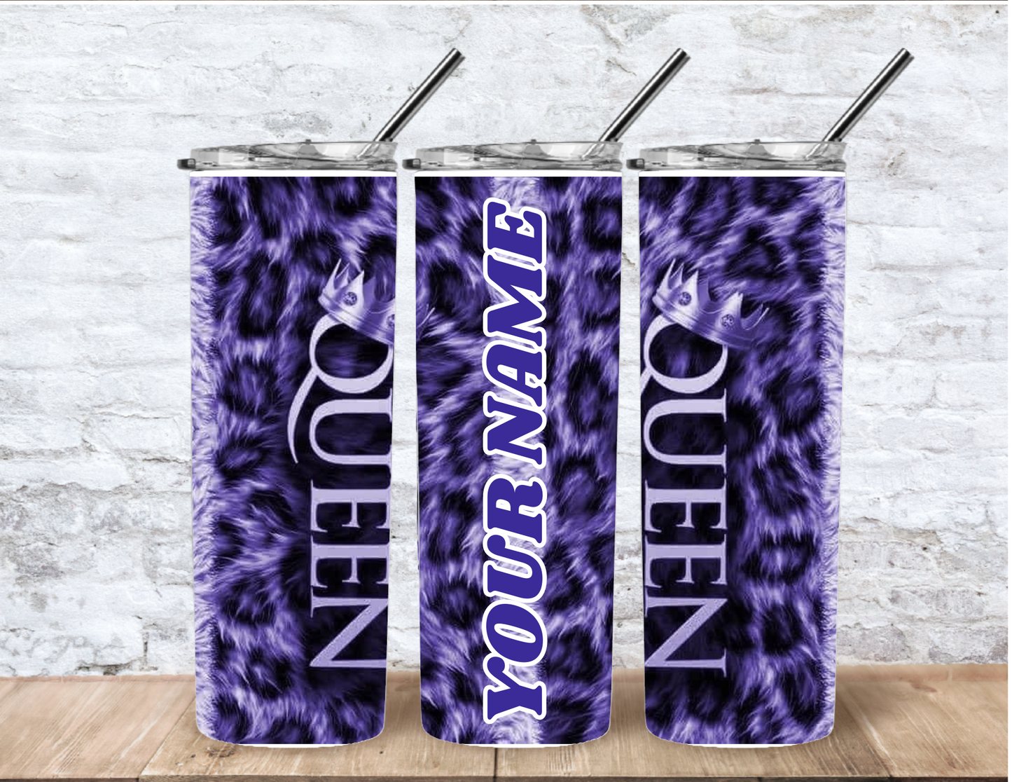 QUEEN LEOPARD DESIGN 20OZ TUMBLERS