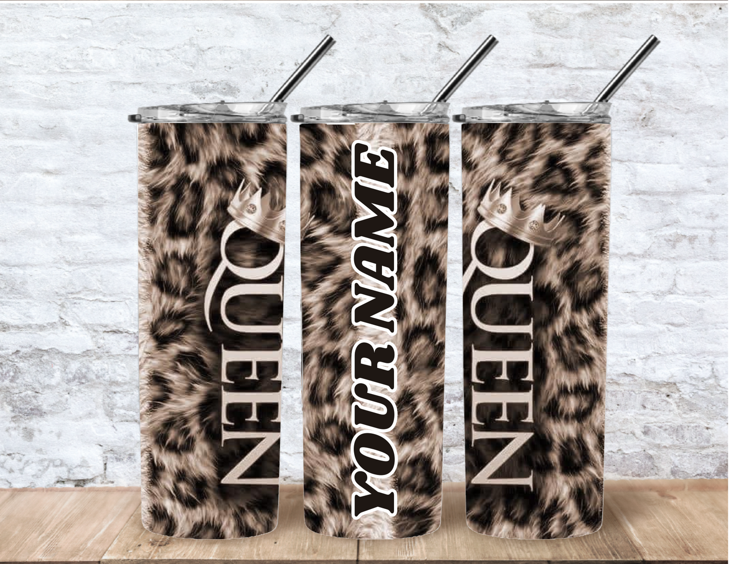 QUEEN LEOPARD DESIGN 20OZ TUMBLERS