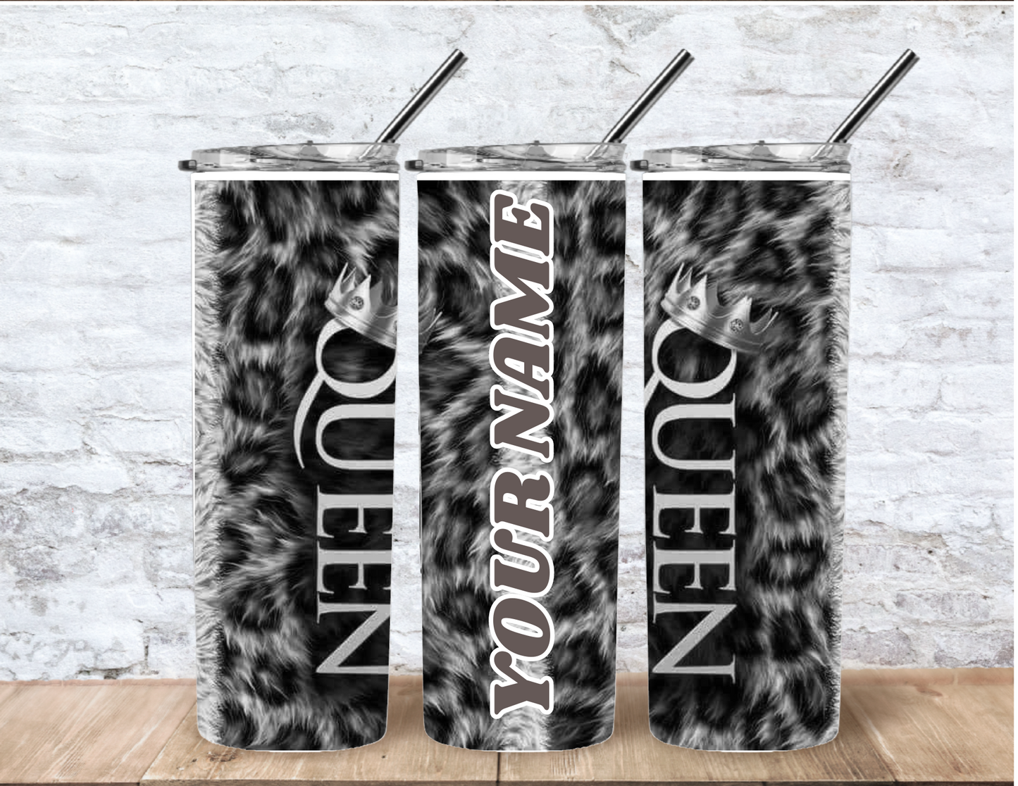 QUEEN LEOPARD DESIGN 20OZ TUMBLERS