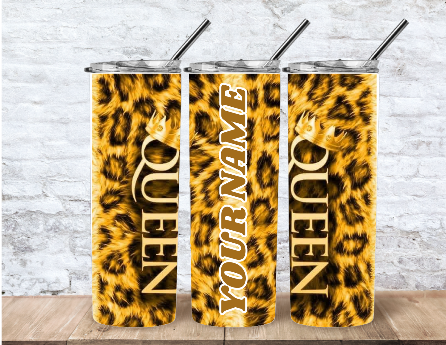 QUEEN LEOPARD DESIGN 20OZ TUMBLERS