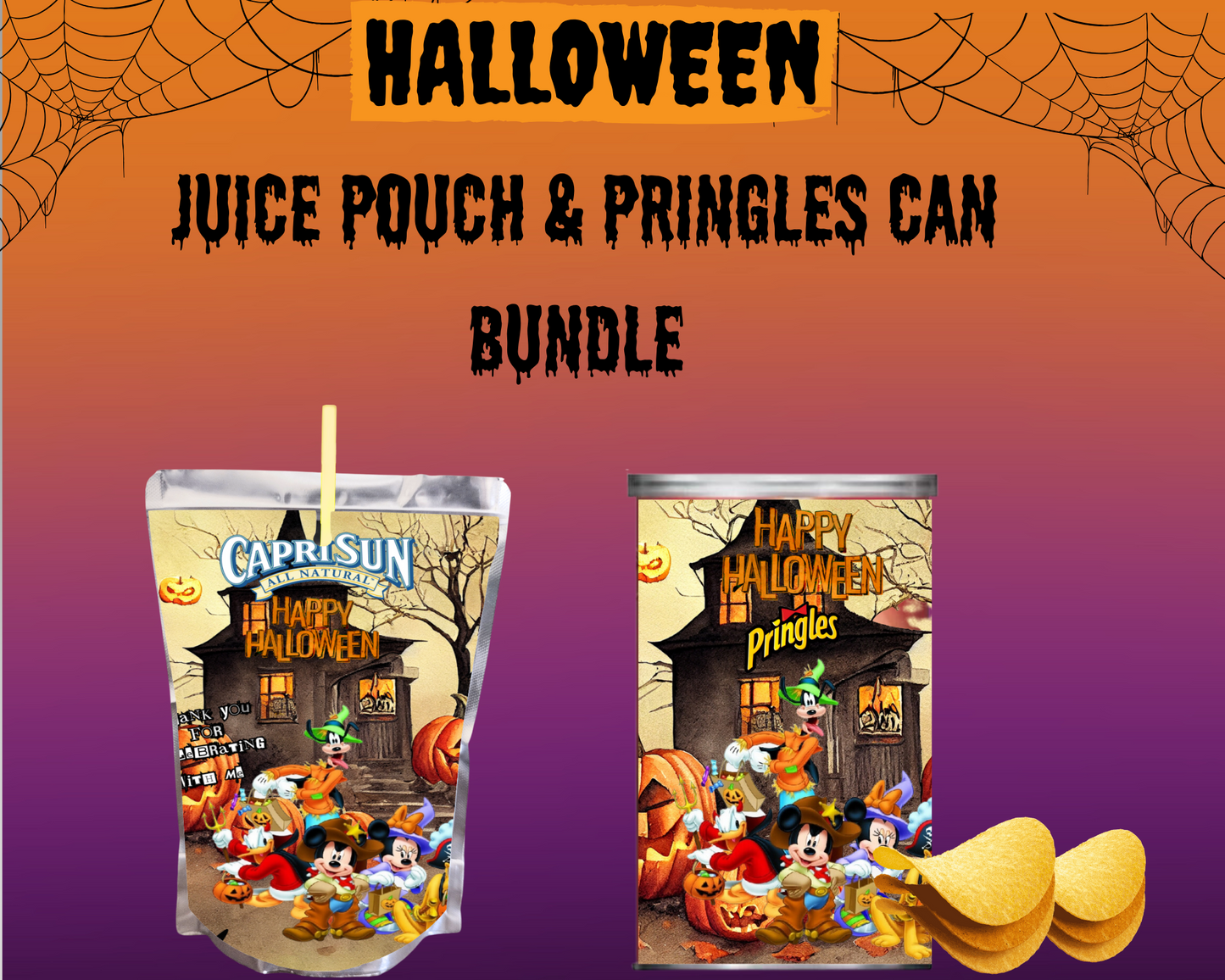 Halloween JUICE POUCH & PRINGLES CAN *Instant Download*Mickey