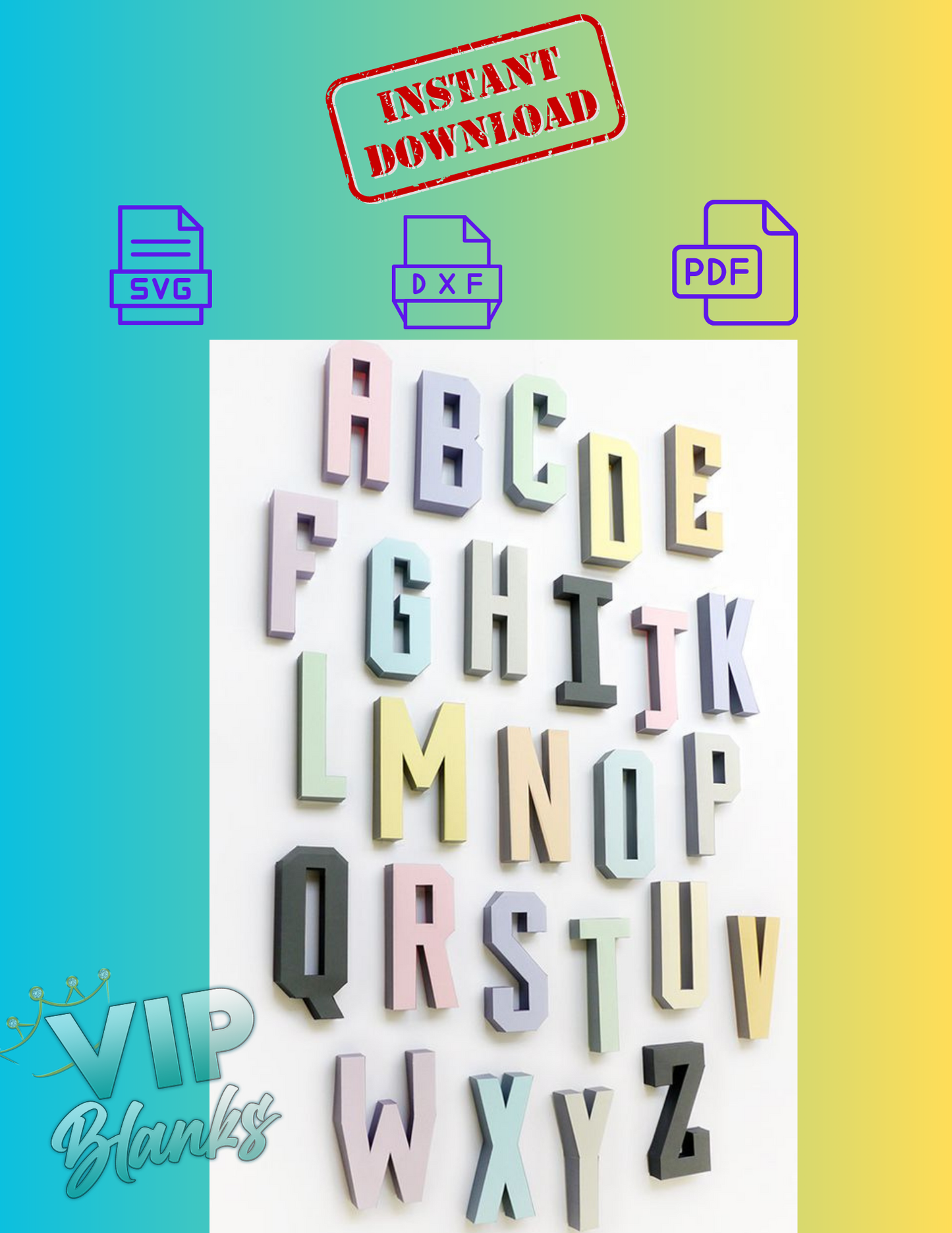 3D Square Letters, Accents, Marks and Numbers Pack - alphabet characters words simbol cutting files for manual or machine cut svg