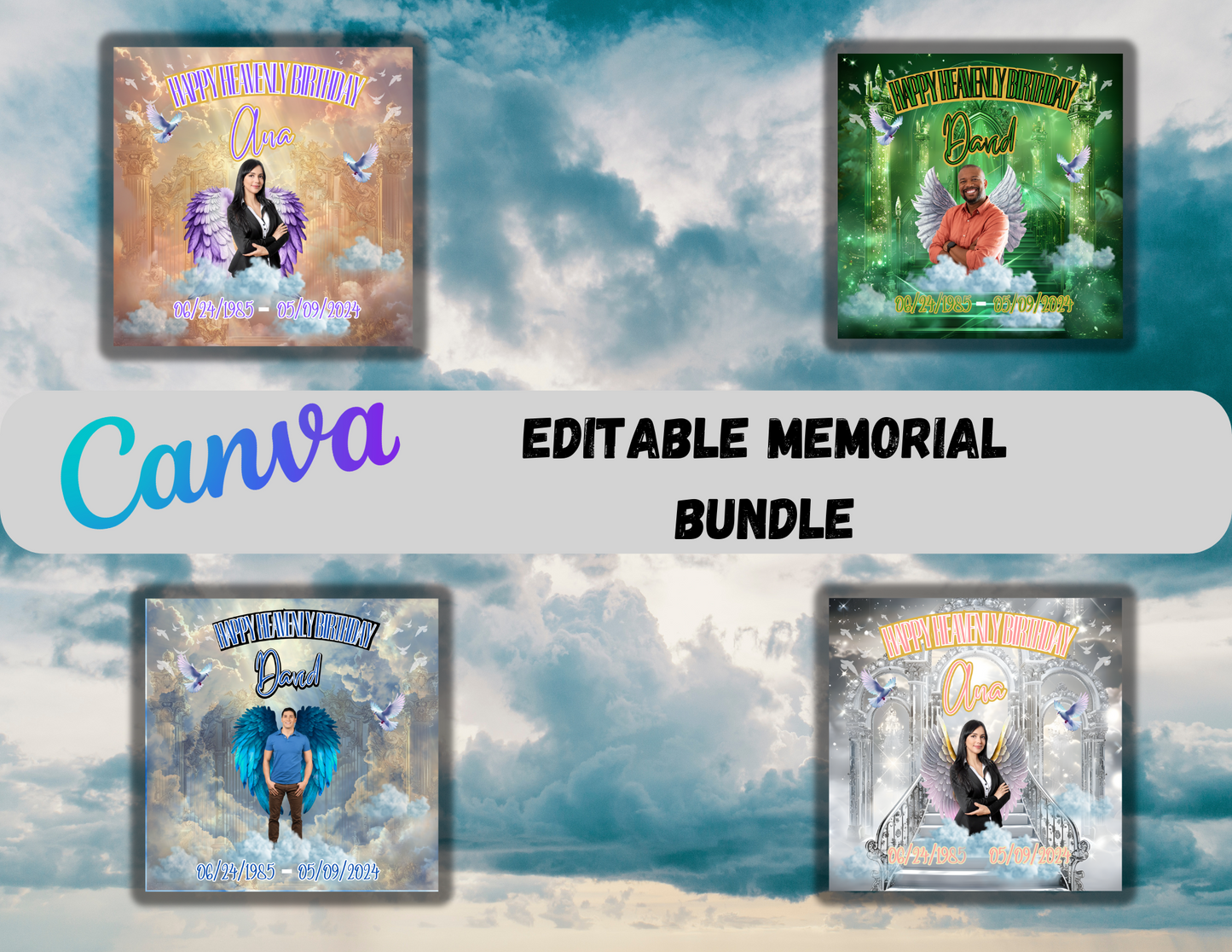 Memorial Design Bundle, Editable Photo template