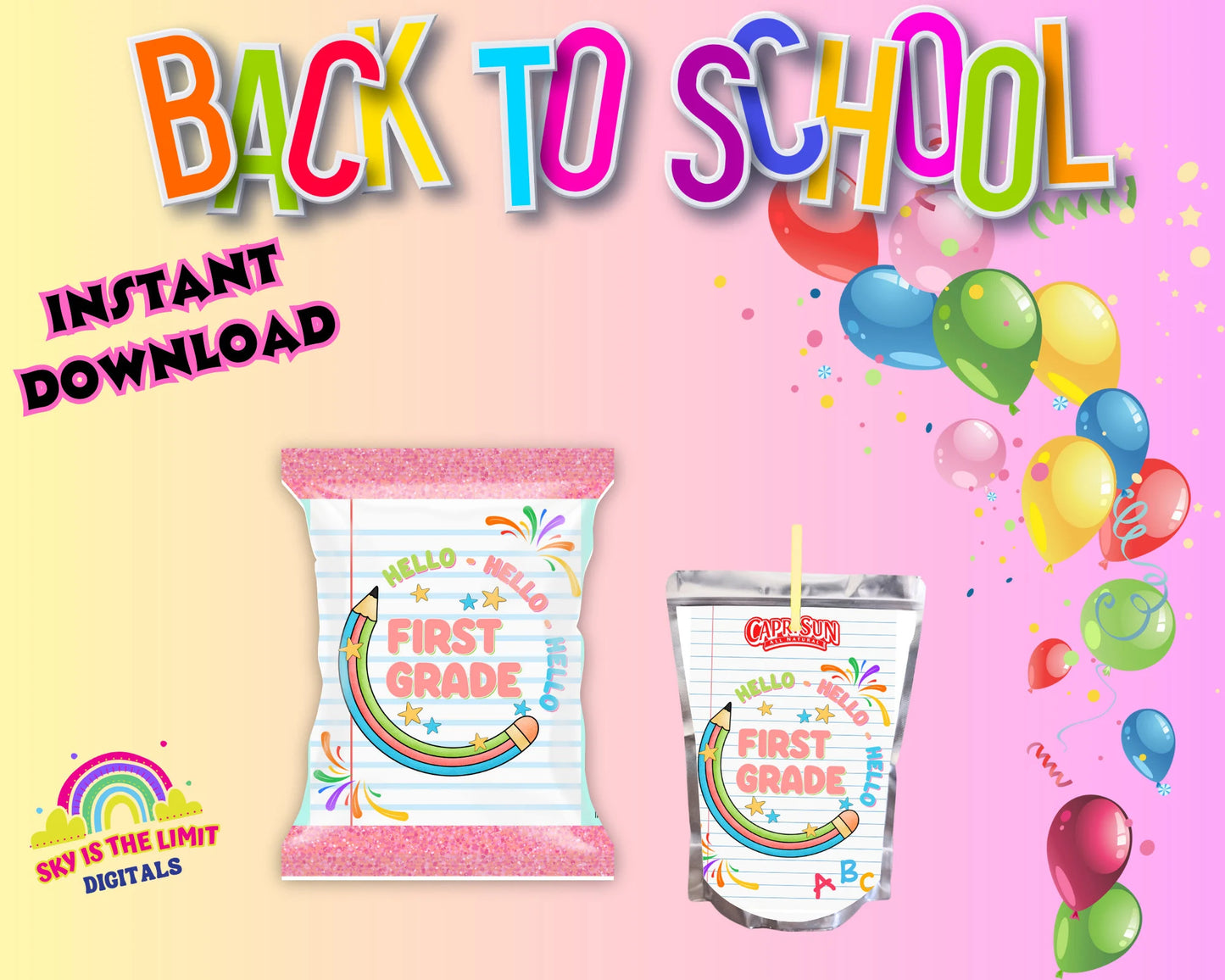 first Grade CHIP BAGS & JUICE POUCH template (Instant Download)