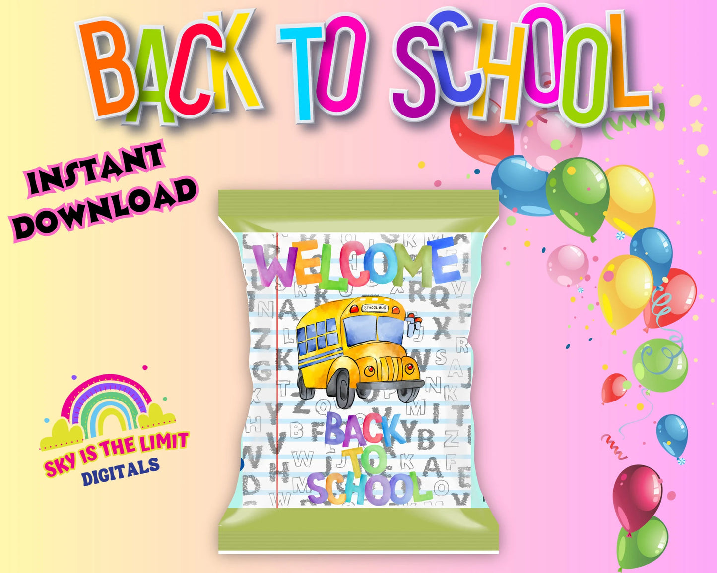 Welcome Back to School chips template (Instant Download)