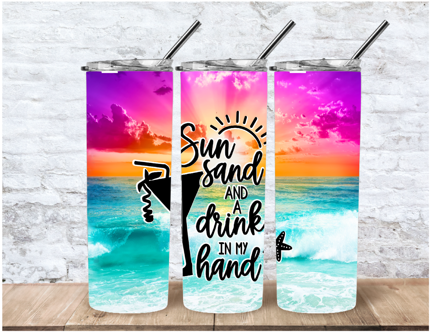 Sun, Sand and a Drink In My Hand 20 oz tumbler