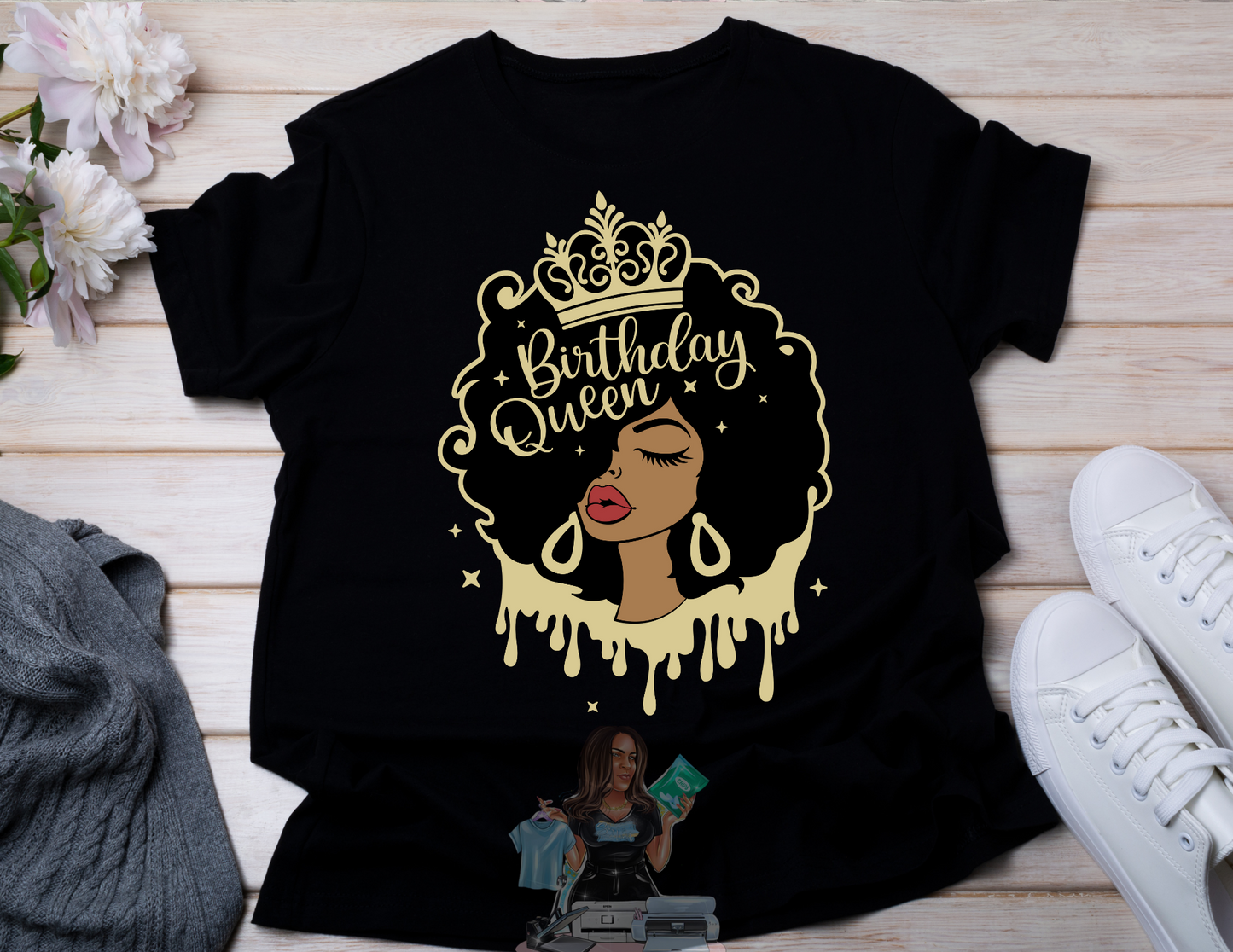 Afro Girl Birthday Queen- T-SHIRT
