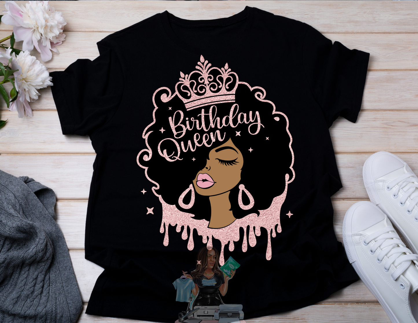 Afro Girl Birthday Queen- T-SHIRT