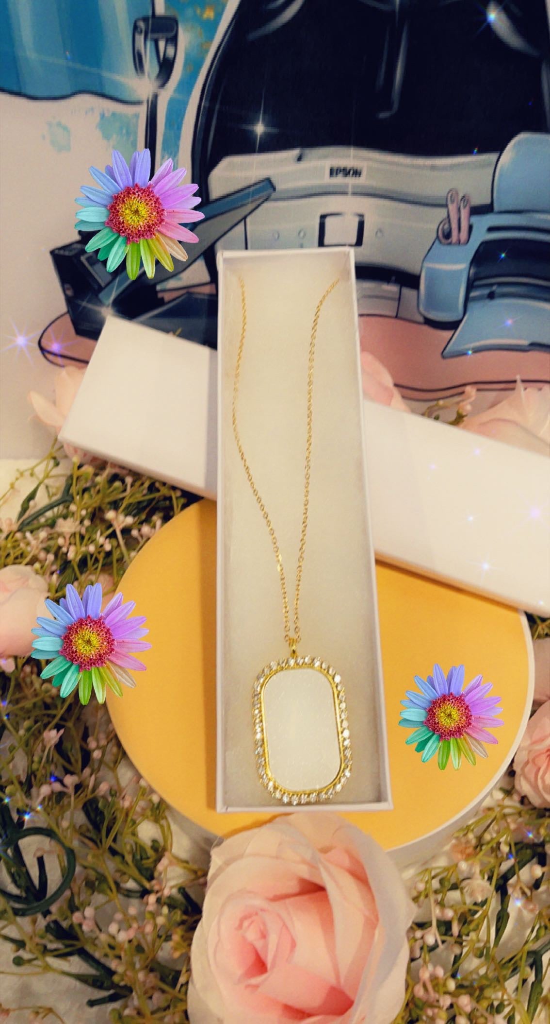 Rhinestone Necklace, Rectangular