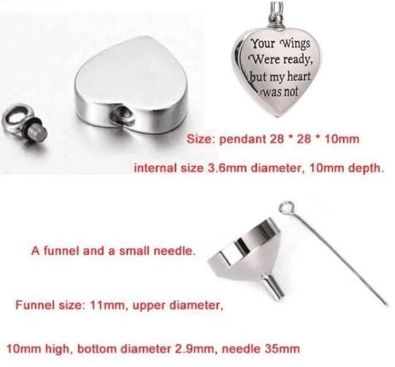 Cremation Urn Necklace for Ashes Custom Pendant Memorial Keepsake Jewelry with Filling Tool