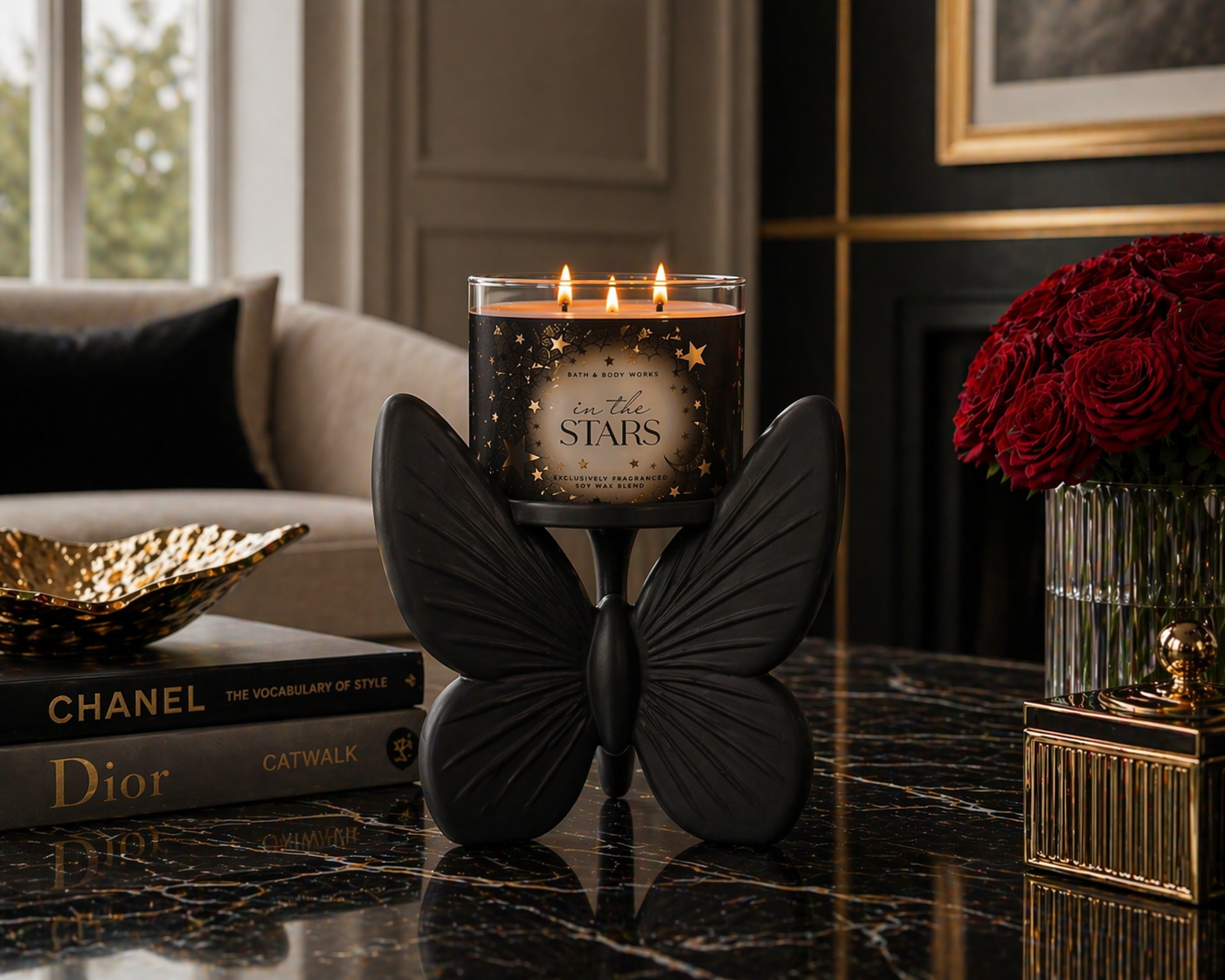 Butterfly 3-Wick candle Holder