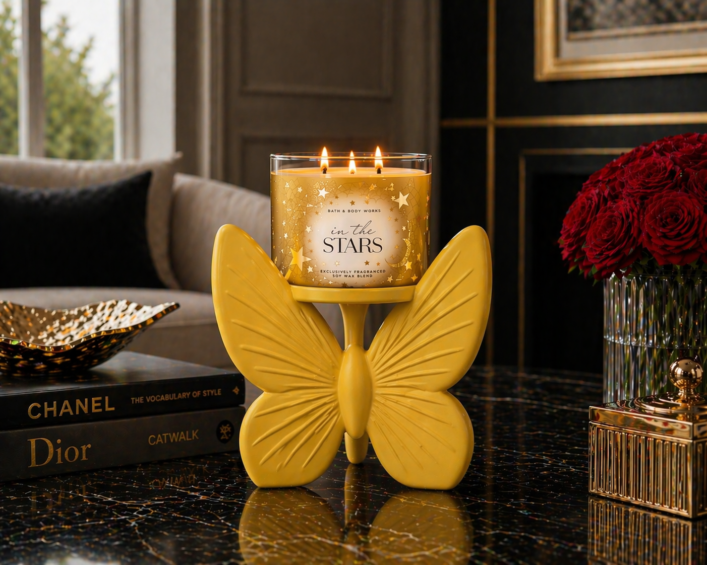 Butterfly 3-Wick candle Holder