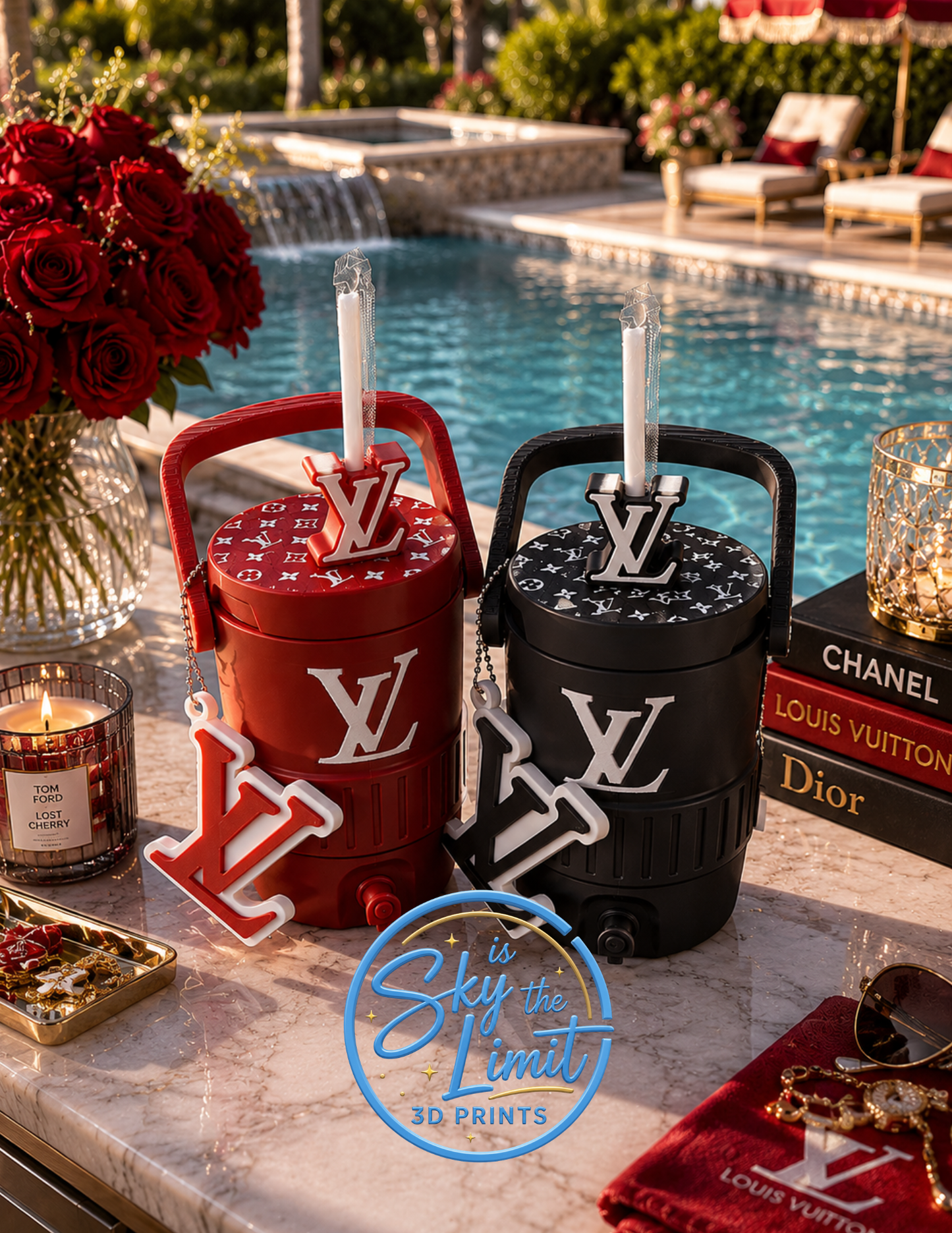 Luxe Vanity Cooler Can Holder 12 oz, 3D Printed Can Holder with Handle, Soda Can Holder