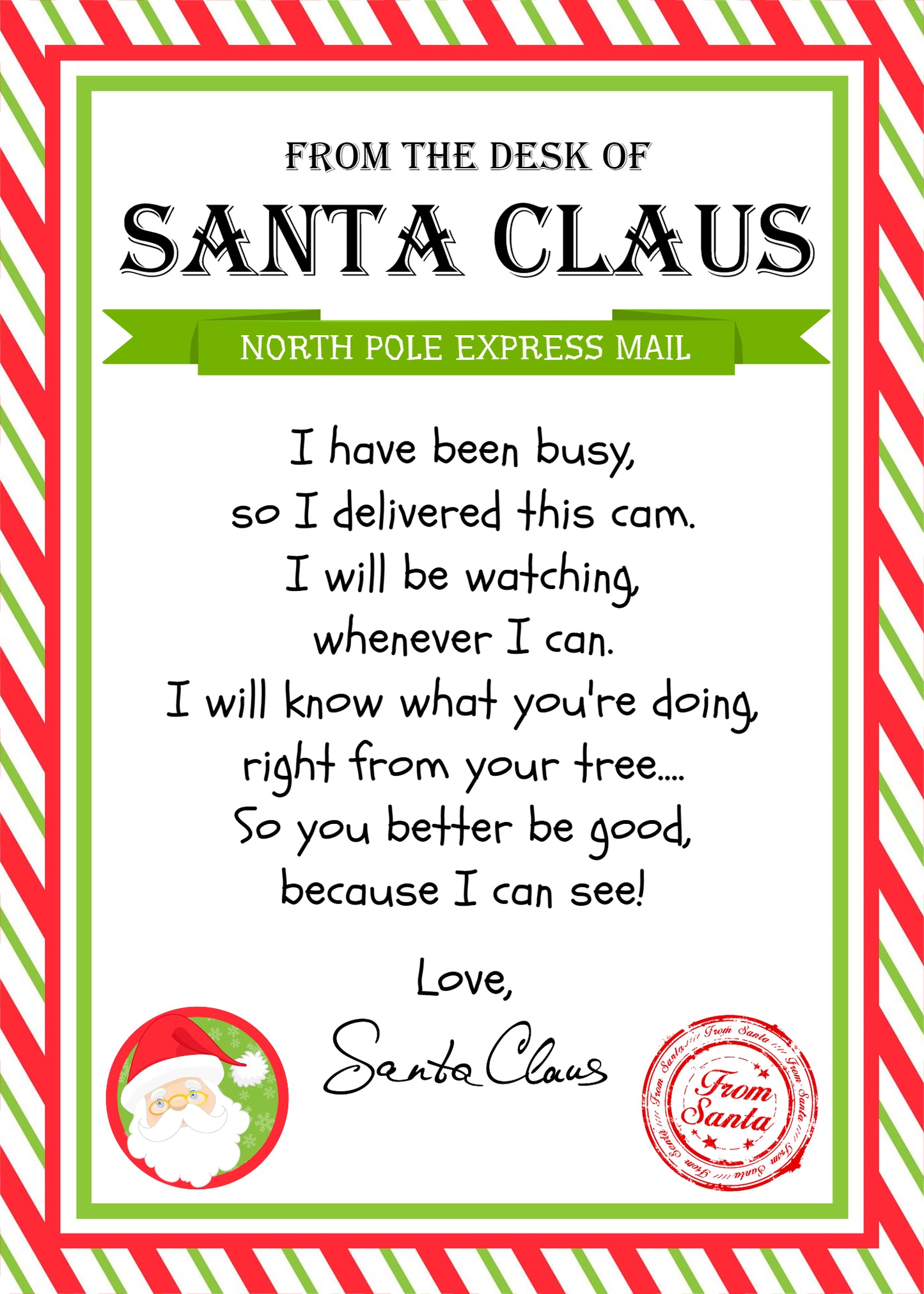 Santa Cam Christmas Ornament, Personalized Ornament for Kids, Custom Kids Ornament, 2021